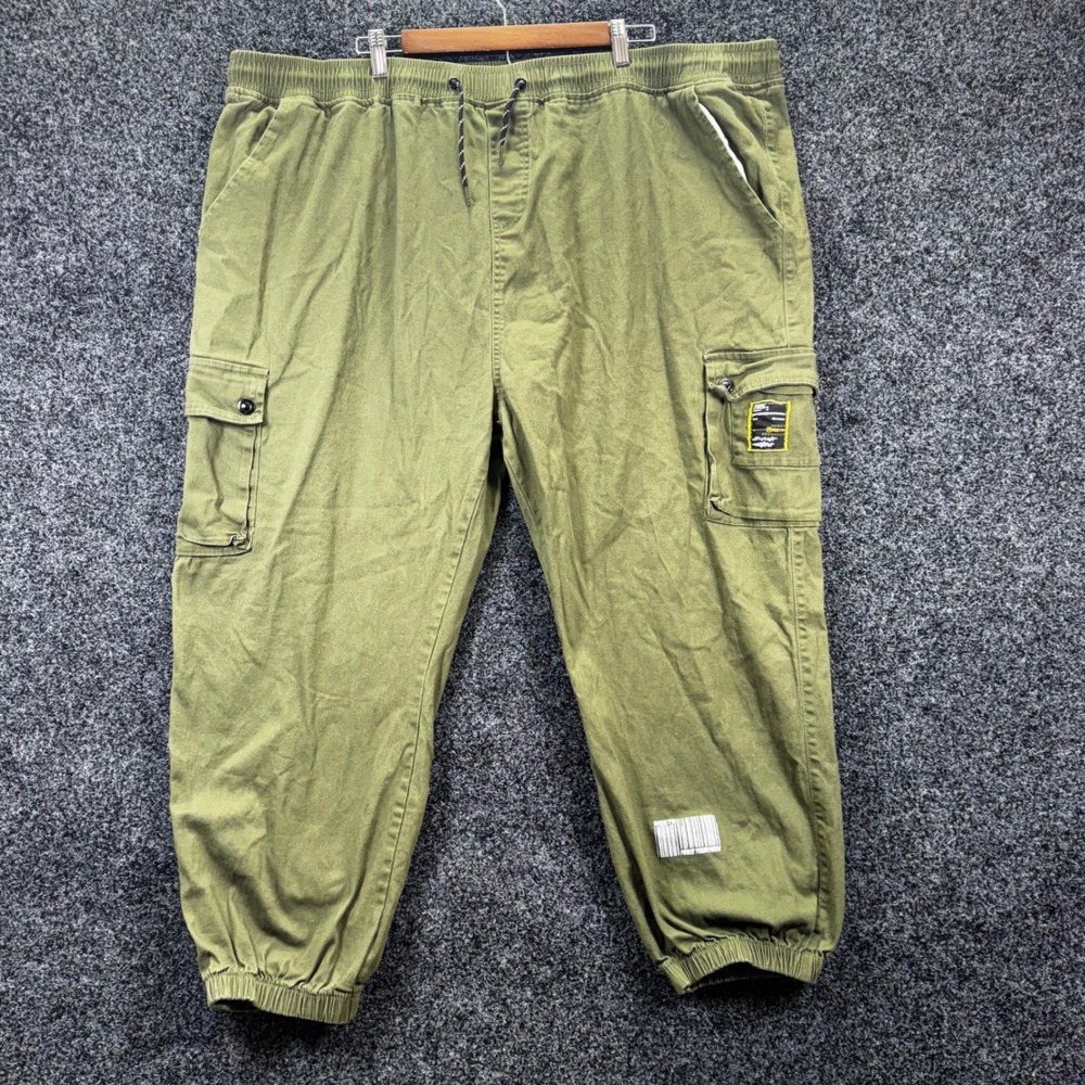 RGSTR Mens Olive Green Cargo Jogger Pants Streetwear Barcode Graphic‎ Size 5X